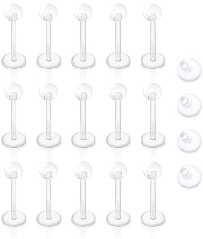 Besyvvin Chiaro Piercing al labbro 12mm Labret Studs in plastica 16G Flat Back acrilico elica Tragus Cartilage Orecchino Stud Piercing Retainers