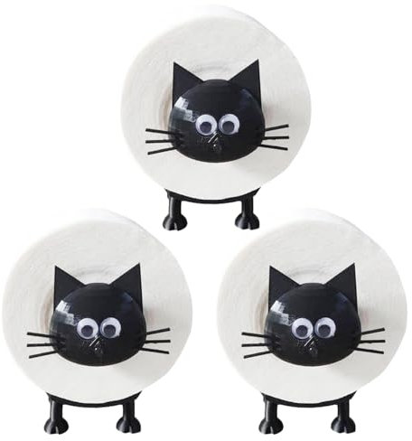 3 soportes de papel higiénico con diseño de gato, bonito soporte para rollo de papel higiénico de pie, impresión 3D de ácido poliláctico, almacenamiento divertido de rollos de papel de seda, bonita