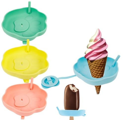 Lot de 4 moules à glace, 2 en 1, anti-gouttes, pour enfants, en silicone, avec paille, sans BPA, fleurs rondes, 11 cm, avec bouchon amovible