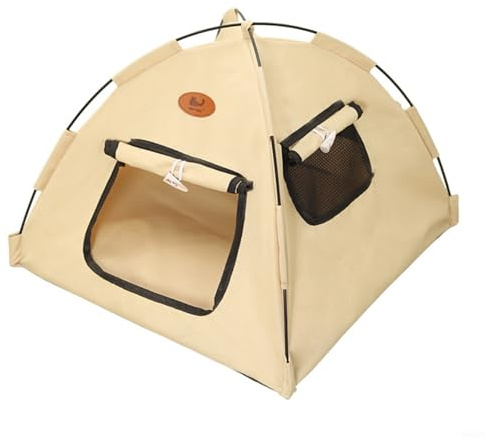 Fauhapyway Tente de camping pliable pour animal domestique, avec rideaux et fenêtres, pour intérieur et extérieur, respirant, imperméable, Oxford pour chats et chiens de petite et moyenne taille