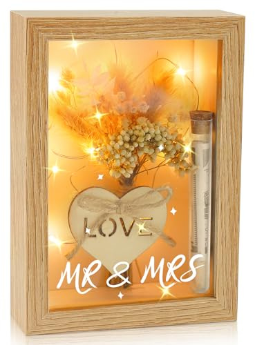 Geldgeschenk Geburtstag Geld Geldgeschenk Hochzeit: Geschenke Geburtstag Geschenkbox zur Hochzeit, Hochzeitsgeschenk Taufe oder Geburtstag mit Holzrahmen, Trockenblumen, Reagenzglas