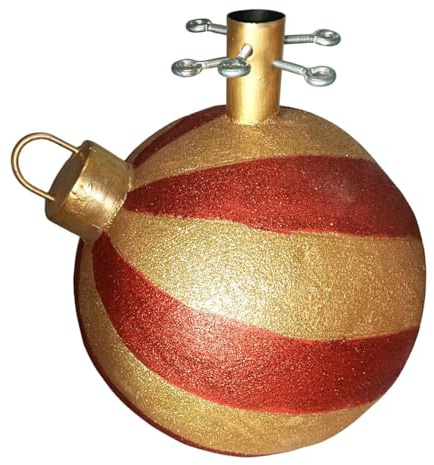 Glac Store Base per Albero di Natale Sferica, 30 cm Diametro, 35 cm Altezza, Decorativa con Blocco e Viti di Fissaggio, Rosso e Oro (Rosso Oro)