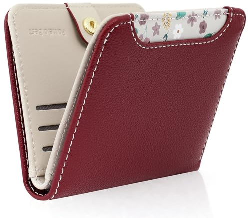 Pomelo Best Damen Geldbeutel Klein mit RFID-Schutz, Mini Portemonnaie aus Weichem PU-Leder, Stylisches Design mit Druck, leicht & praktisch für Alltag und Reise (Burgunderrot)