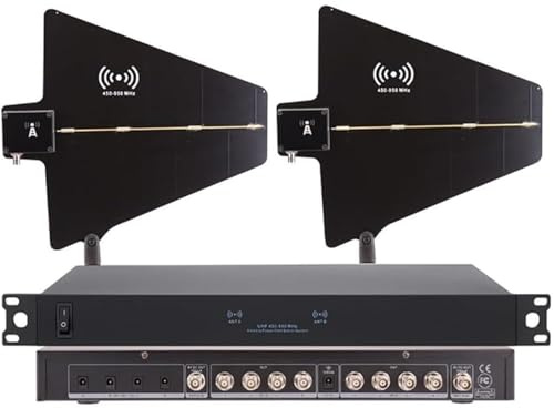 JINTAOMA Amplificador De SeñAl De MicróFono InaláMbrico, DistribucióN De Antena UHF, Paletas De Antena Activas 8 Salidas + 2 Puertos En Cascada, Cubre Un Rango De Frecuencia De 400 A 950 MHz.