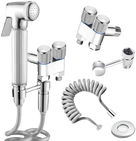 Handheld Bidet Spray for Toilet, Stainless Steel Bidet Shattaf Sprayer, Handheld Douche Shower Spray with 1.5m Hose, Bathroom Cloth Diaper Washer Shower Head for Personal Hygiene