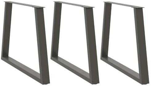 Frdhee Lot de 3 pieds pour meubles - En forme de V - En acier - Anthracite - 90 x (72-73,3) cm - Pour table à manger, bureau, table de chevet