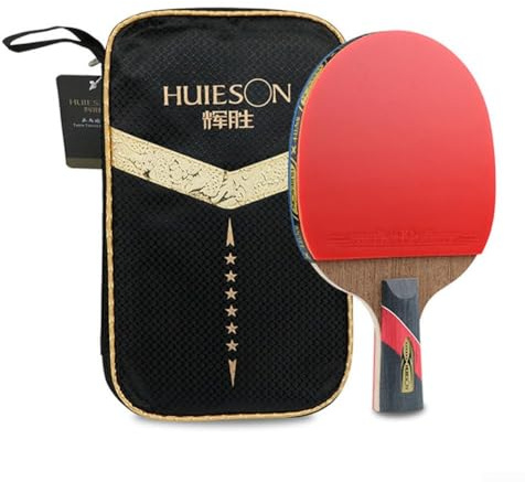 Pala de tenis de mesa 6 estrellas de fibra de carbono con superficies de goma para entrenamiento profesional y juego profesional, diseño ligero con funda protectora de almacenamiento (mango corto)