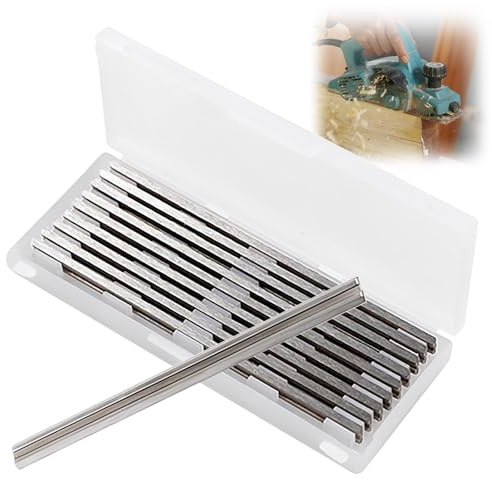 KIPTVO 10 Pcs 82mm Reversible Planer Blades, Precision Ground Woodworking Blades, HSS Double-Edged Replacement for Makita, Bosch, DeWalt & Most Electric Hand Planers