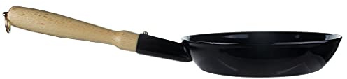 Riess, 0565-022, Holzknechtpfanne 26, CLASSIC - SCHWARZEMAILLE, Durchmesser 26 cm, Höhe 8,2 cm, Emaille, mit Holzgriff und Ring zum Aufhängen, schwarz, Induktion