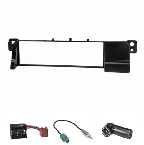 tomzz Audio 2404-016 Radioblende Set kompatibel mit BMW 3er E46 mit Quadlockadapter ISO Fakra Antennenadapter DIN ISO