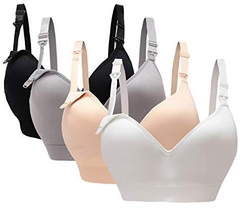 Cimary Damen Schwangerschafts Still-BH Stillen Soft Cup Bras, 4pack (Black+grey+beige+white), Gr.- 38/85