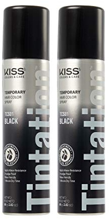 Kiss Root Cover Up Gary Concealer Spray Tint Temporary Hair Colour Spray Root Touch Up Spray Hair Colour Pack of 2 (Black)
