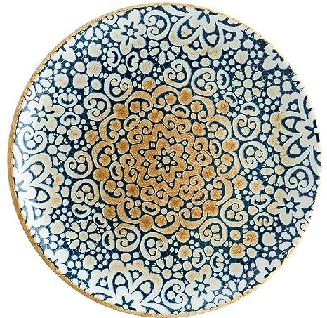 Bonna 6x Alhambra Teller flach 27cm 3cm hoch Blau Beige Porzellan ALHGRM27DZ Speiseteller Set Essteller Tafelservice Geschirr