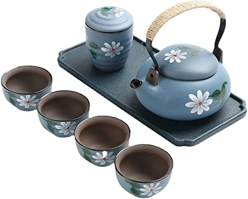 SFDPDM Servizio da tè Cinese, Set da tè Kungfu da Viaggio Portatile con 4 Tazze da tè, Teiera, Teiera, Vassoio da tè, Set da tè Vintage Cinese/Giapponese Fatto a Mano