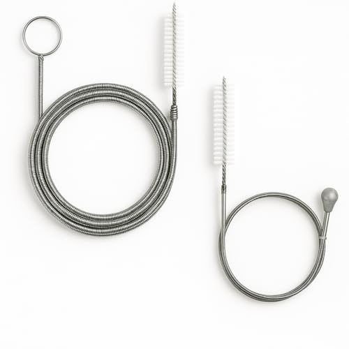 Walsunte 2-Pack Long Pipe Cleaners - 61 & 40 Stainless Steel Tube Cleaning Brush Set, Flexible Sunroof Drain Cleaning Tool for Sink, Refrigerator, Aquarium, Car Maintenance