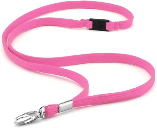 CKB LTD Premium nyckelband halsrem med brytning och vridbar metallklämma för ID-korthållare enfärgad, Rosa, Pack of 10