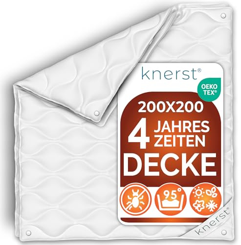 KNERST 4 Jahreszeiten Bettdecke 200x200, Ganzjahresdecke, Made in EU | Sommerdecke und Übergangsdecke kombinierbar, Ganzjahresdecke, Steppdecke, waschbar, allergikergeeignet, OEKO-TEX