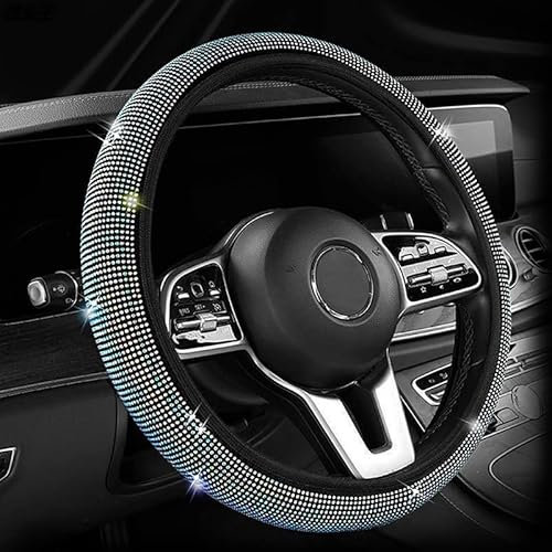 Auto Lenkradbezug Glitzer für Opel Adam/Agila/Ampera/Astra/Corsa/Insignia/Karl/Signum, 38cm/15Inch Universal Glitzer Lenkrad Lenkrad Abdeckung Vollrhinestones Zubehör,C Color
