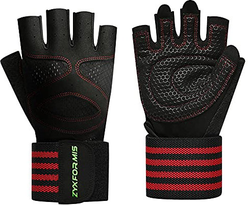 Zyxformis Fitness Handschuhe, Trainingshandschuhe mit Handgelenk Unterstützung für Damen und Herren, rutschfest Atmungsaktiv Gewichtheben Handschuhe für Gym, Radfahren, Training