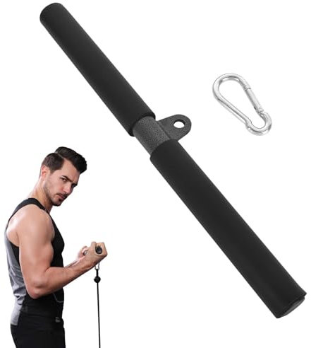 Fitness LAT Pulldown Bar,Rotating Straight Bar,Bicep Tricep Bar with Carabiner,Cable Machines Attachments, Arm Muscle Building Strength Workout,lat pull down attachment with Non-Slip Rubber Handle