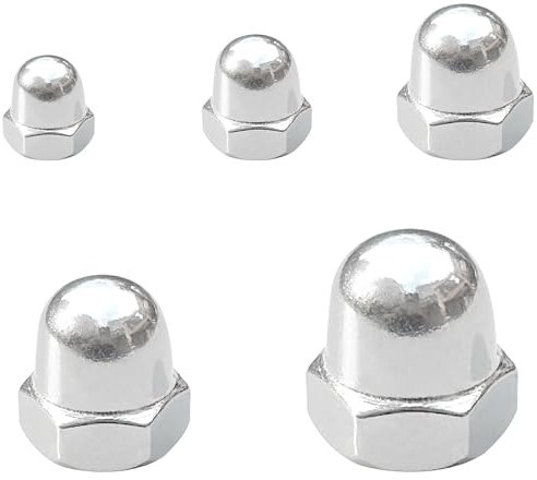 100 PCS Stainless Steel Dome Cap Nuts, Hex Acorn Nut Kit, M3 M4 M5 M6 M8 Assorted Sizes