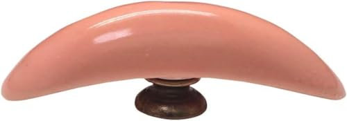 HTLCDZ Pomello for Cassetto Confezione da 8 Maniglie in Ceramica A Mezzaluna Maniglia for Cassetto Maniglia for Armadietto for Bambini Foro Singolo Piccolo Pomelo Rosso(Pink)
