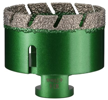 Vearter 70 mm Diamond Core Drill Bit, M14 Thread Connection Masonry Hole Saw, Vacuum Brazed Hollow Hole Cutter for Tile, Marble, Granite, Porcelain, Concrete, Quartz Stone