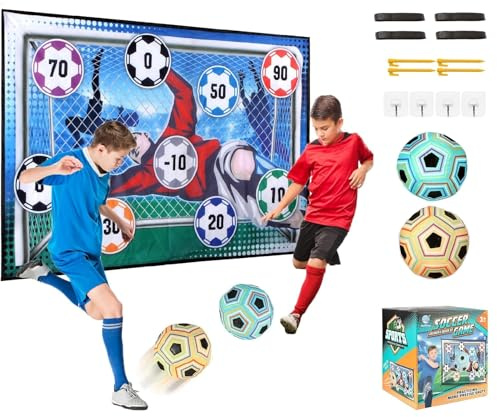 iFunLong Soccer Ball Game Set for Kids, Indoor Outdoor Sports Toy with Foldable Flannel Goals,,Birthday for 3 4 5 6 7 8 Year Old Boys Girls Sport Toy