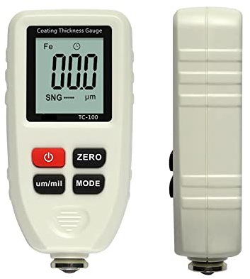 TC100 Misuratore di spessore dell'automobile Misuratore di spessore del rivestimento del tester della vernice for auto Ultra-preciso 0,1 micron / 0-1300 Uso domestico(White)