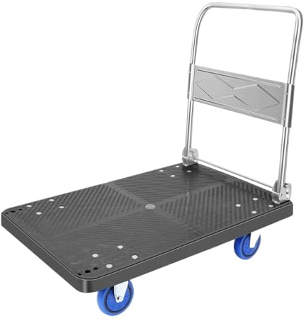 DUANHOZ Plattformsvagn handvagnar vagnar vagnar hopfällbar tyst handvagn platt säng, hushåll liten vagn, plast flatsäng, släpvagn, transport, bås lastbil (svart S)