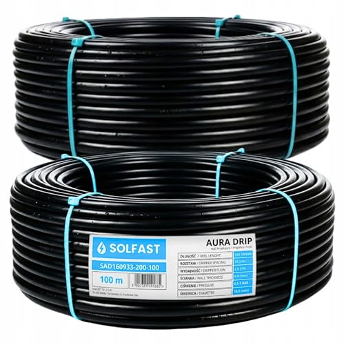 Tuyau d'arrosage goutte à goutte 100 m 16 mm – Système d'irrigation avec goutteurs intégrés – 2 L/h – 33 cm de distance – Tuyau d'arrosage goutte à goutte