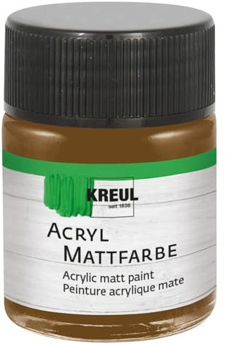 KREUL 75509 - Acryl Mattfarbe, dunkelbraun im 50 ml Glas, cremig deckende, schnelltrocknende Farbe auf Wasserbasis, für viele verschiedene Untergründe geeignet