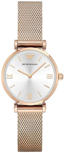 Emporio Armani Montre pour Femme, Mouvement à Deux Aiguilles, Boîtier en Acier Inoxydable Or Rose de 32 mm avec Bracelet en Acier Inoxydable, Ar1956