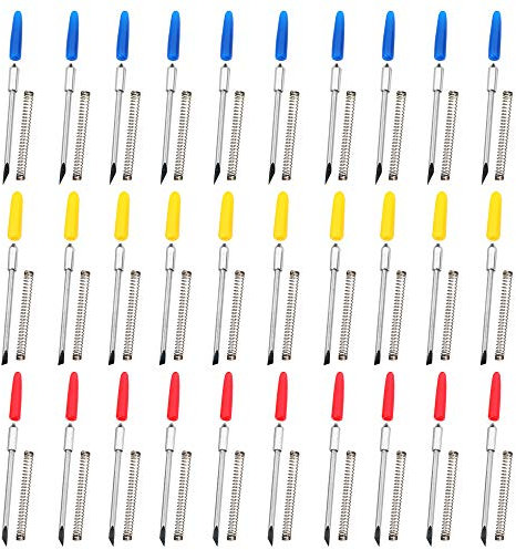 AFUNTA 30 Stück 30/45/60 Grad Tranchiermesser Vinyl Cutter Plotter Schneideklingen für CB09 CB09U Graphtec - Blau, Gelb, Rot