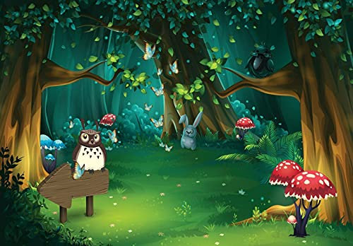 WallArena - Vlies Fototapete Kinderzimmer Wald 254x184 cm - Fototapeten - Fototapeten Tapeten für Kinder Kindertapete - Vliestapete Wandtapete Tapete 3D Effekt - Kinderwelt