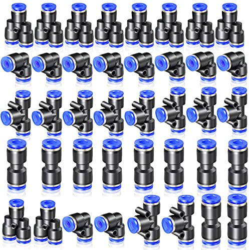 ERGAOBOY 40 st 4 mm OD Push to Connect monteringssats, 10 raka linjer 10 armbågar 10 Tee 10 splitter