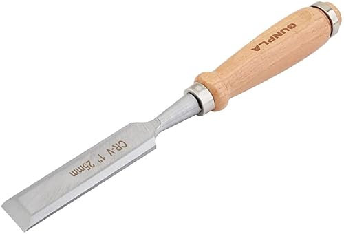 Gunpla Stechbeitel für Holz 25mm Mit Rutschfester Holzgriff, aus Chrom-Vanadium Stahl, Geschmiedet und Gehärtet, Handmeissel