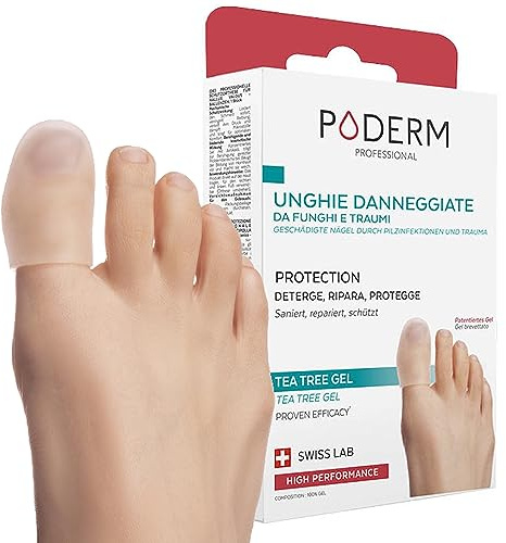 PODERM – MYCOSE DES ONGLES – CAPUCHON D’ORTEIL PROTECTEUR & RÉPARATEUR – GEL TEA TREE Breveté - Favorise une repousse homogène/lisse de l’ongle – Actifs 100% Naturels – Taille S - Swiss Lab