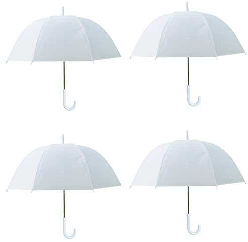 White Umbrella 4 Pack Dome Bubble Ladies Bridal Walking Rain Brolly Wedding Bridal Bride Bridesmaid Hook Crook Handle Dome Birdcage Parasol Guest Fashion Decoration Prop