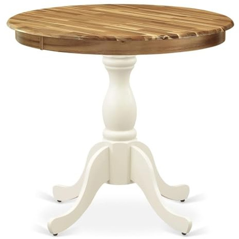 East West Furniture AST-NLW-TP Antiker moderner Küchentisch, runder Esstisch mit Sockel, 91,4 x 91,4 cm, mehrfarbig