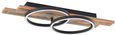 Lindby LED Deckenleuchte Sentoa dimmbar (Modern) aus Holz (2 flammig,) - Lampe Deckenlampe Wohnzimmerleuchte