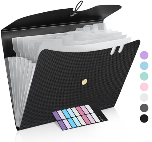 Sooez 7 Pocket Accordion File Organizer, Premium Expanding File Folder