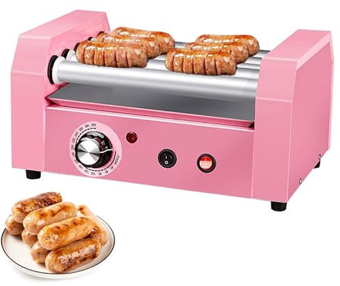 Macchina per Hot Dog, Scalda Hot Dog da Banco da 600 W, Scalda Fornello Elettrico a 4 Rulli, Macchina per Hot Dog Domestica in Acciaio Inossidabile per Hot Dog, Involtini di Uova, Salsicce