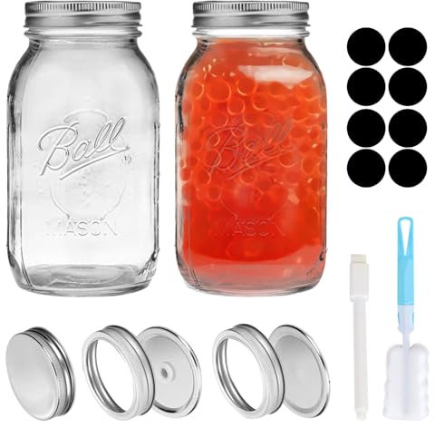 Svitzoot Einmachglas Kimchi 1L Fermentier Set Einmachgläser mit Deckel 1 Liter von Kimchi Sauerkraut container Mehrzweck Vorratsgläser mit Deckel 2 Set