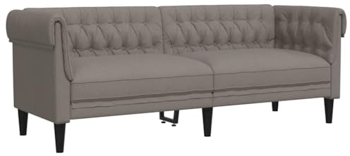 vidaXL Divano Chesterfield a 3 Posti Tortora in Tessuto