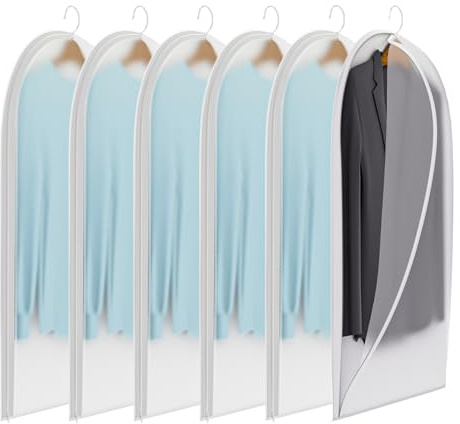 XUKSUNS Clear Garment Bags for Hanging Clothes,40in Dress Clothing Suit Coat for Sweater Closet Storage Translucent Garment Dress Hanging Garment Bags Clothes Covers (6-Pack)