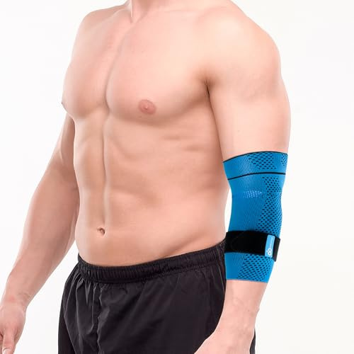 INDEEMAX Ellenbogenbandage Männer Damen, Verstellbare Ellenbogen Bandage mit Abnehmbarem Kompressionsband Silikonfutter für Sports,Sehnenentzündung, Lindert die Schmerzen bei Tennisarm Golferarm