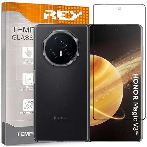 REY Curved Screen Protector for Honor Magic V3, Black, Premium Tempered Glass, 3D / 4D / 5D, Anti-Breakage