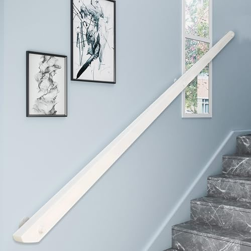 Pasamanos Escalera De Madera, Madera Barandilla Interior, Antideslizante Barandillas de Seguridad con soportes, Contra la Pared Kit de Barra de Agarre de Seguridad Para Ancianos y Niños (F, 150CM)