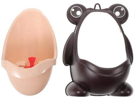 OSALADI Urinario para Niños Montaje en Pared, Antisalpicaduras, Altura Ajustable, Piezas Desmontables, Plástico Resistente, Color Marrón Ventosas, Entrenamiento para Baño en Casa, 1